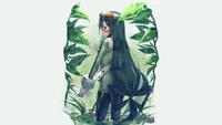 Tsuyu Asui (Froppy) au milieu de la verdure luxuriante - Mon Académie des Héros