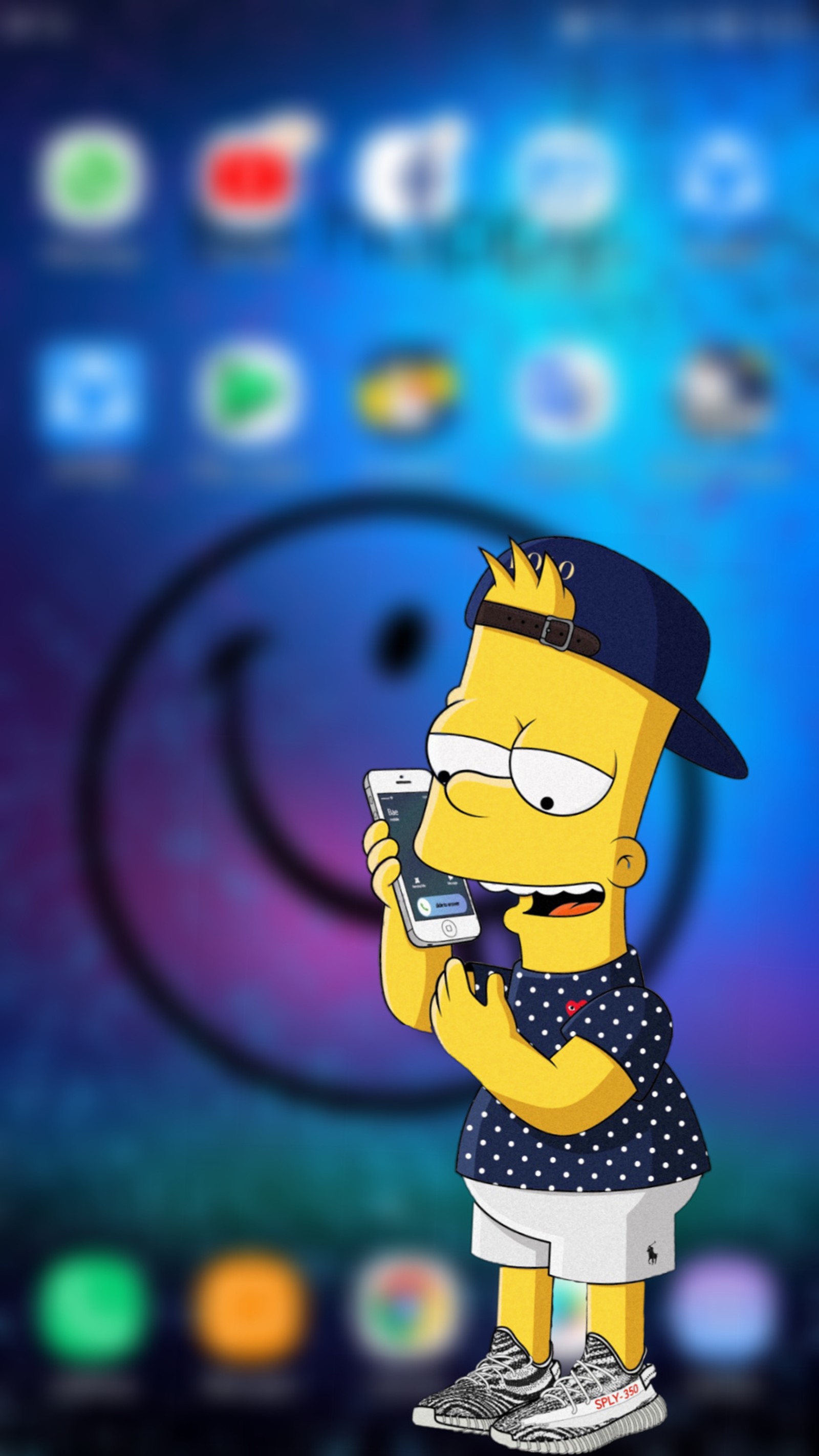 Caricatura de un hombre con un teléfono celular en la mano (iphone, los simpson, the simpsons, teléfonos)