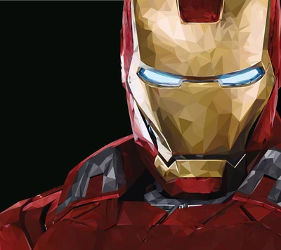 Polygonal Portrait of Iron Man: A Marvel Hero