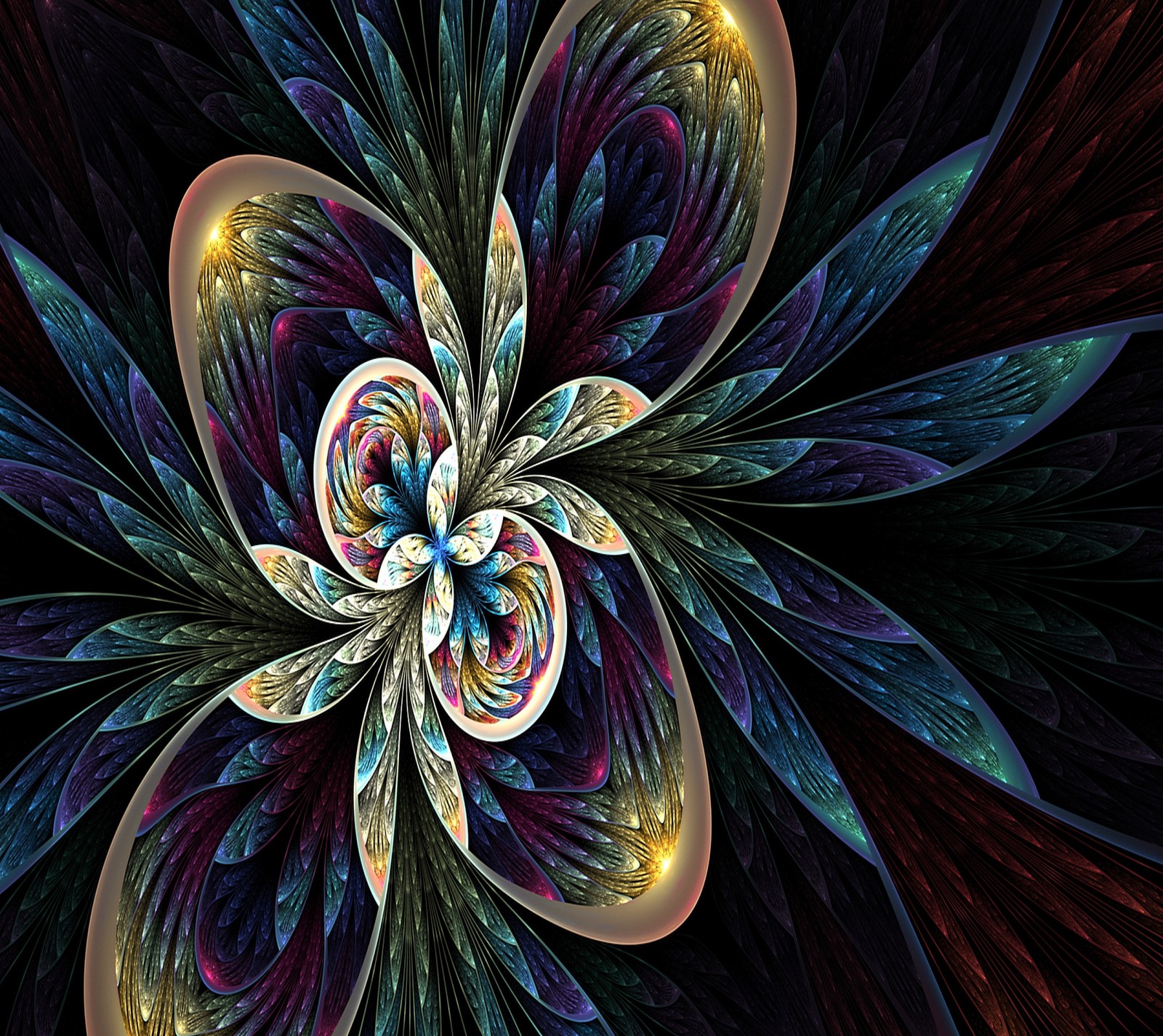 A close up of a computer generated image of a flower (abstract, flower, fractal)