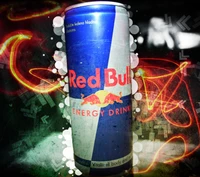 Red Bull Energydrink Dose mit lebhaftem Hintergrund