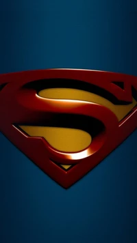 Iconic Superman emblem on a blue background.