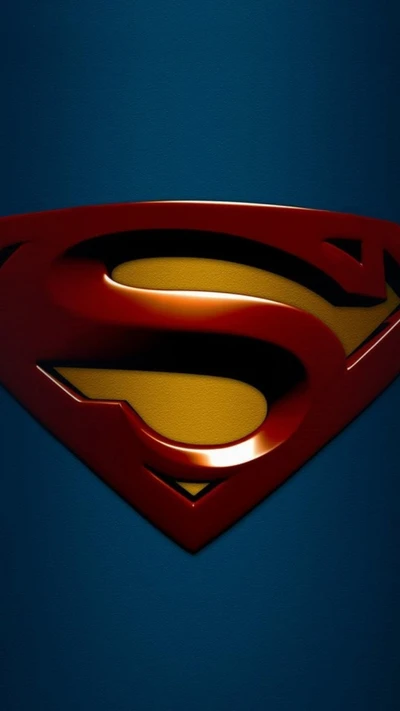 Iconic Superman emblem on a blue background.