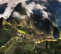 wolken, hügel, machu picchu, berge, peru