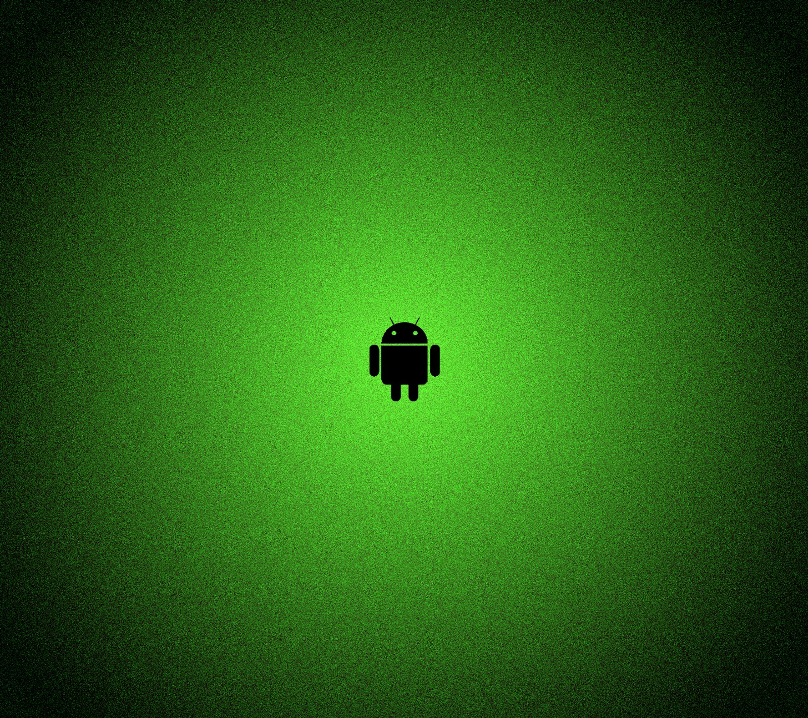 A close up of a green wallpaper with a small robot on it (android, black, green, minimal)