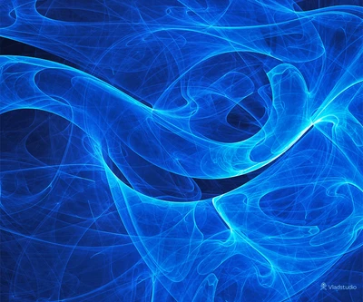 Abstract Blue Smoke Waves