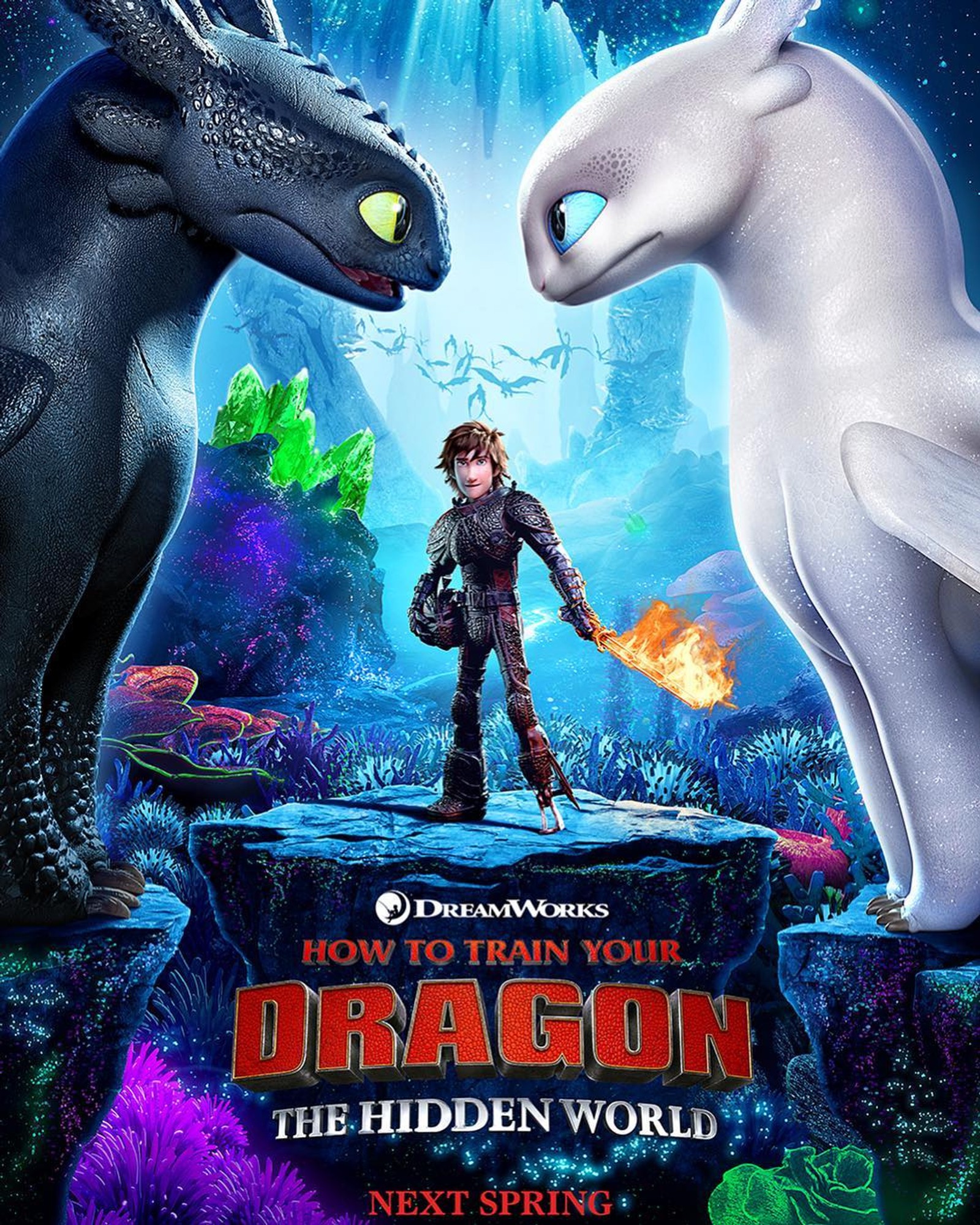 Um cartaz para como treinar seu dragão: o mundo oculto na próxima primavera (1st poster, 3rd part, dreamworks, como treinar o seu dragão, how to train your dragon)