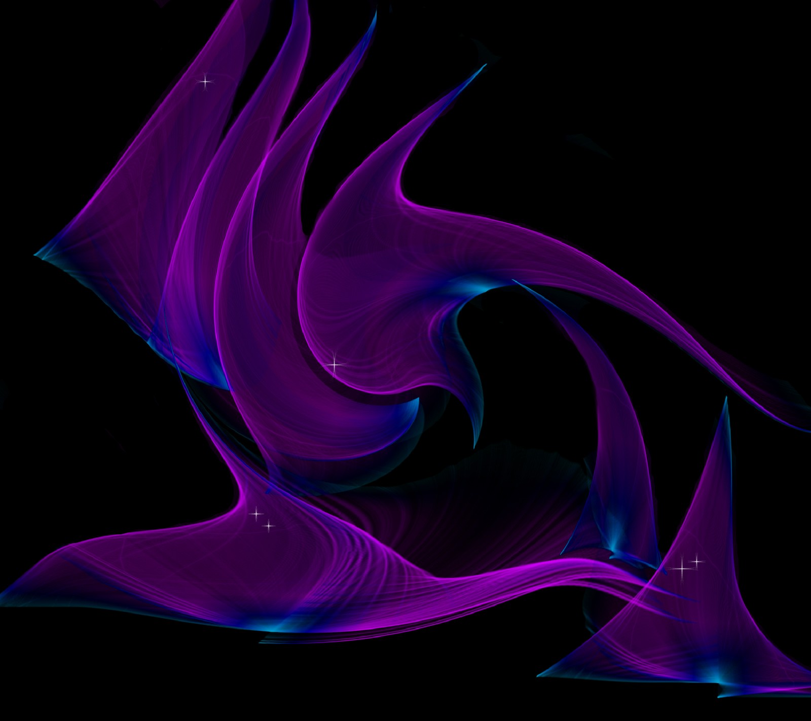 Art abstrait en violet et bleu sur fond noir (abstrait, arts, corde, tourbillonner)