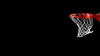 Minimalist Basketball Ring on Black Background - 5K Wallpaper