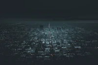 los angeles, zone urbaine, nuit, ville, paysage urbain