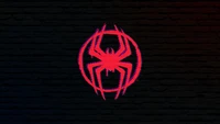 miles morales, logotipo, spider man across the spider verse, fundo escuro, preto escuro