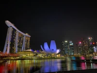 singapore, marina bay sands singapore, tourist attraction, night, metropolis