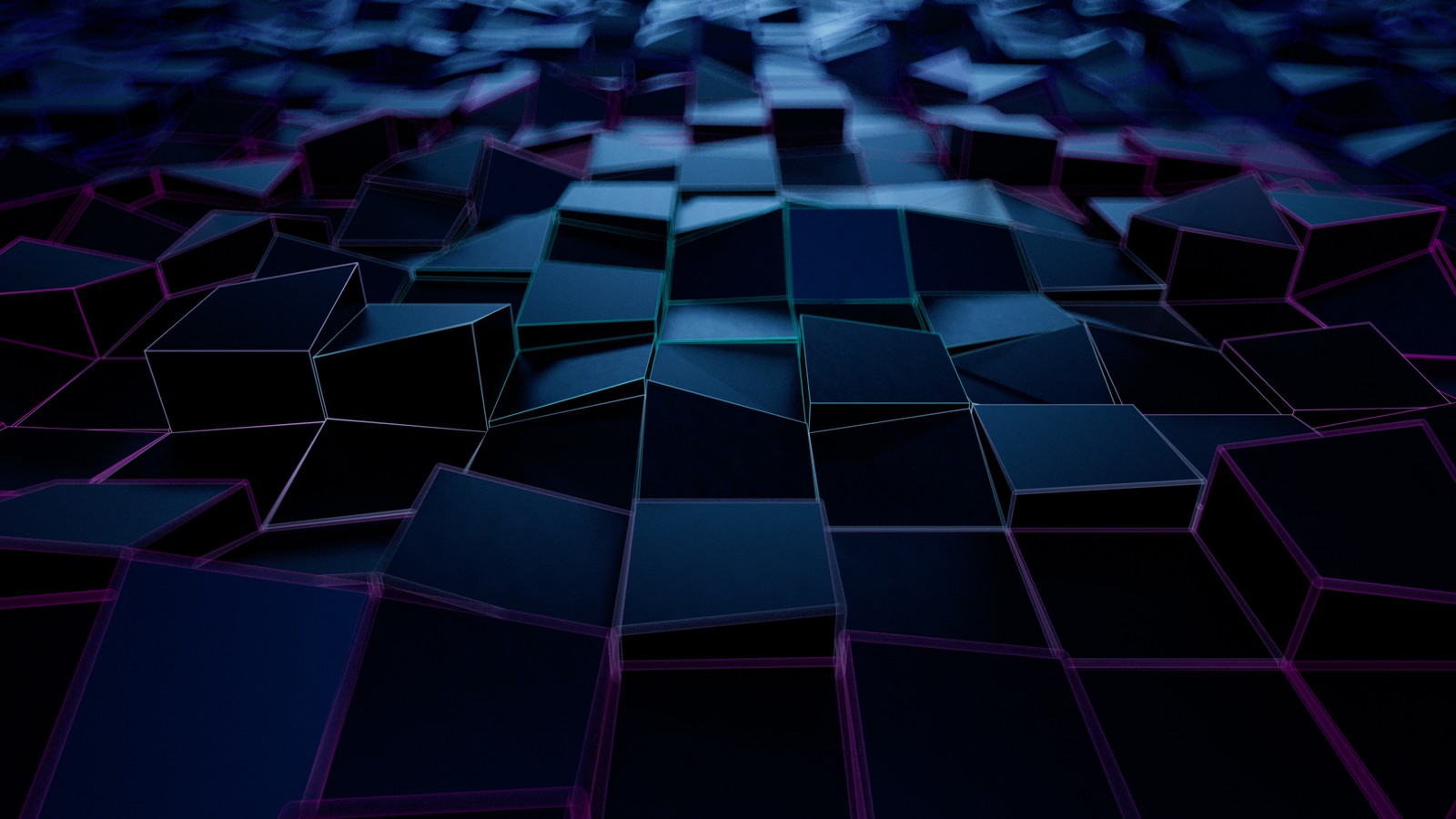 A close up of a blue and black abstract background with a star (3d cubes, floating cubes, digital abstract, cubical surface, 5k)