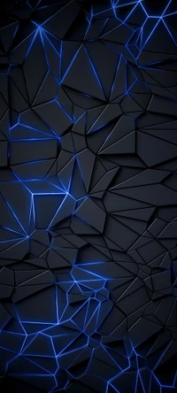 Symmetrical Blue Electric Triangle Pattern on Dark Background