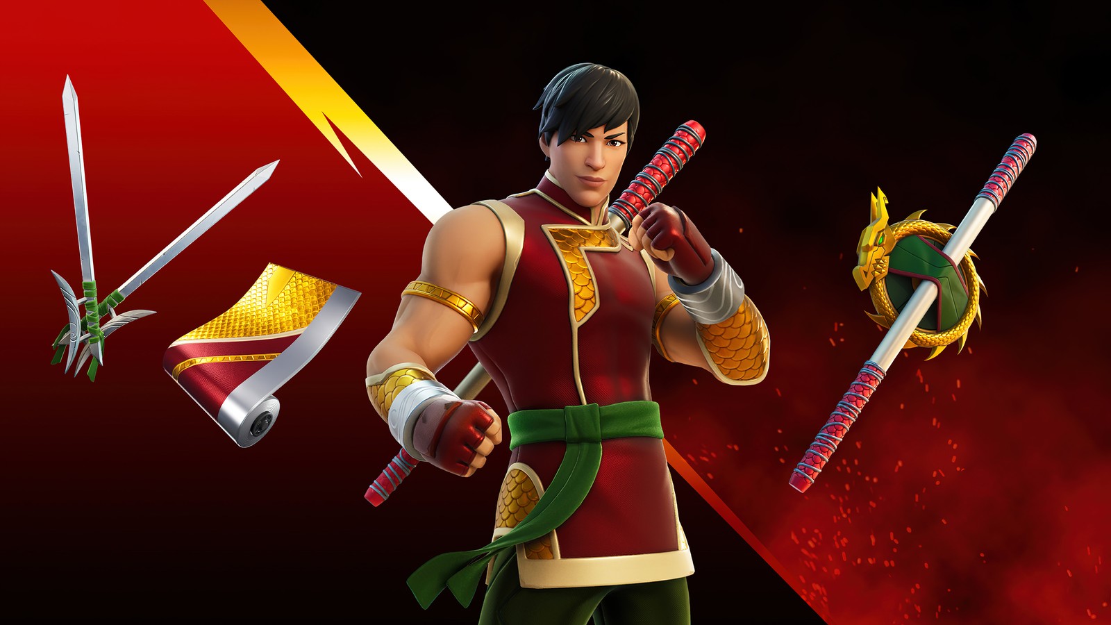 Baixar papel de parede shang chi, fortnite, battle royale, jogo de vídeo, pele