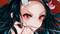 Nezuko Kamado in Demon Form: Fierce and Determined