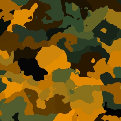 Motif de camouflage militaire vibrant en vert, orange et beige