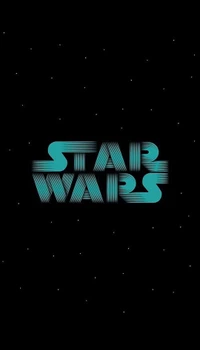 Logotipo estilizado de "Star Wars" contra um fundo estrelado.