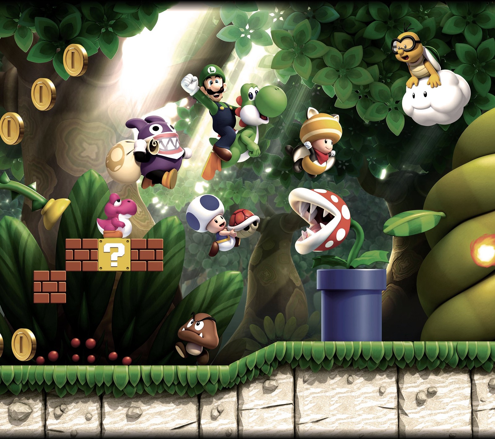 adventure, forest, game, luigi, mario wallpaper