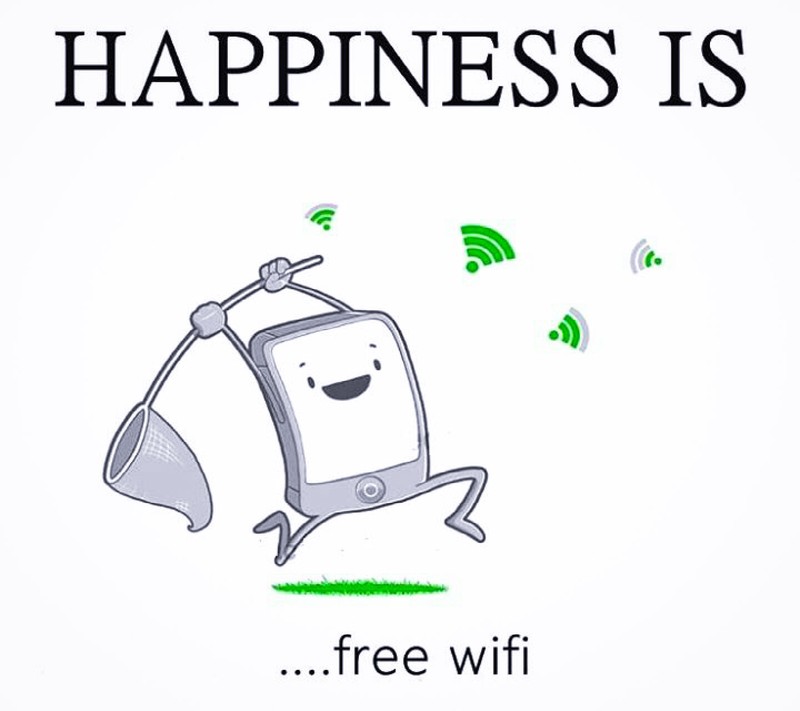 Близкий план мультфильма компьютера с знаком wi-fi (line funny, обои)