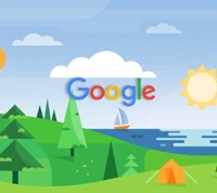 google, google now, landscape, logo, ocean