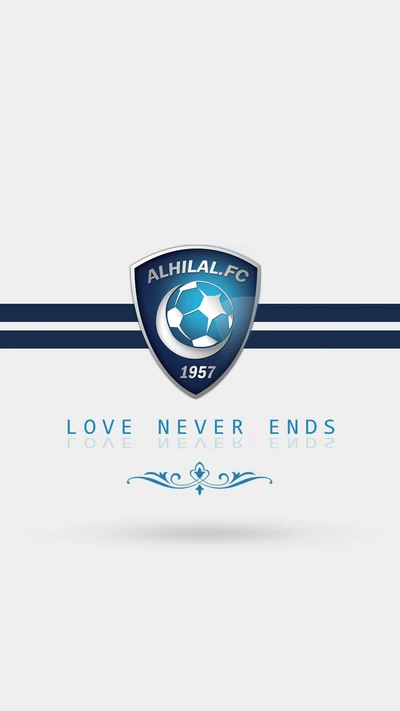 Logo d'Al Hilal FC avec le slogan "L'amour ne finit jamais