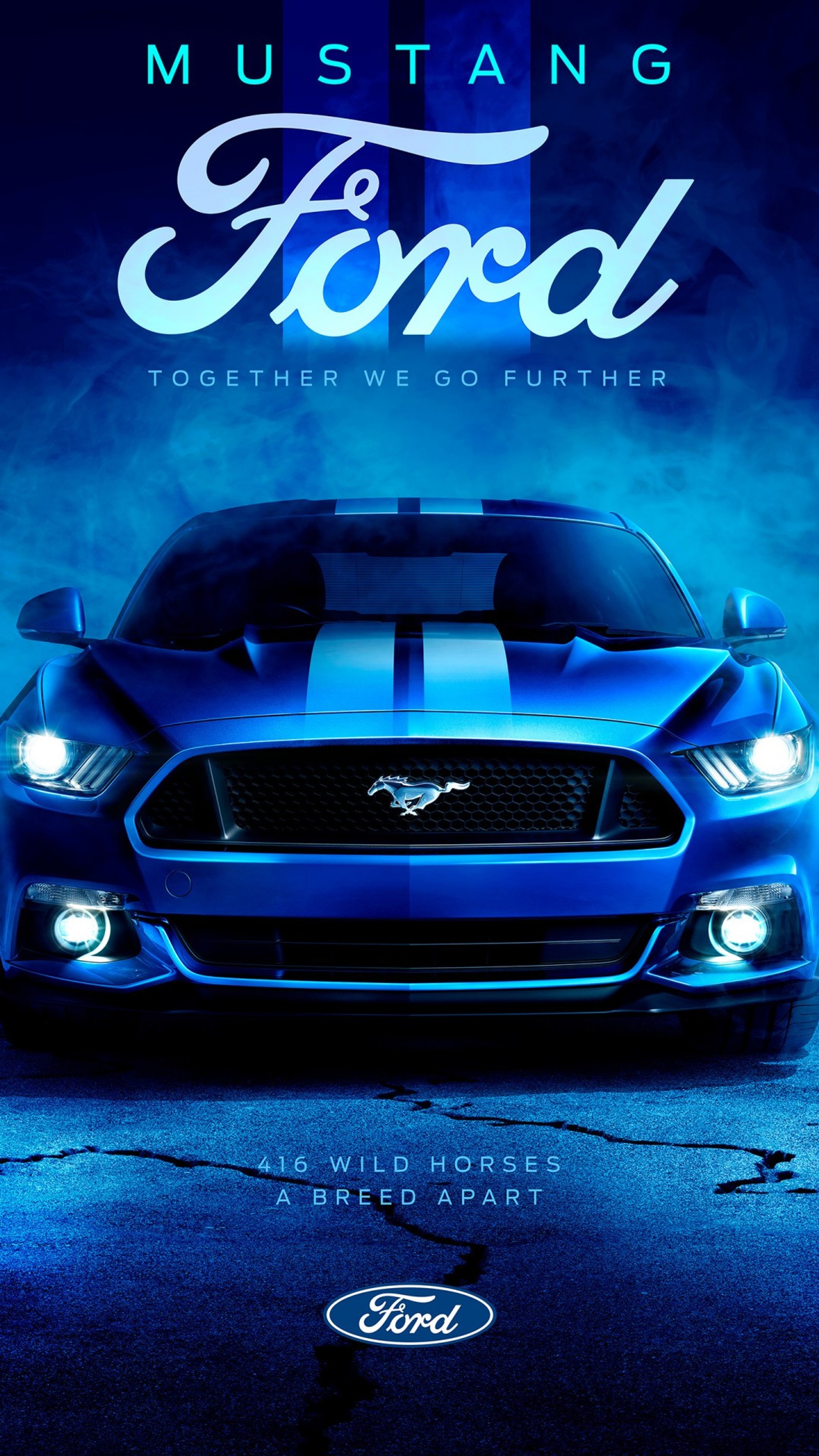 Un gros plan d'une voiture mustang bleue sur fond bleu (ford shelby mustang, 4k, voitures)