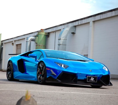 azul, lamborghini aventador