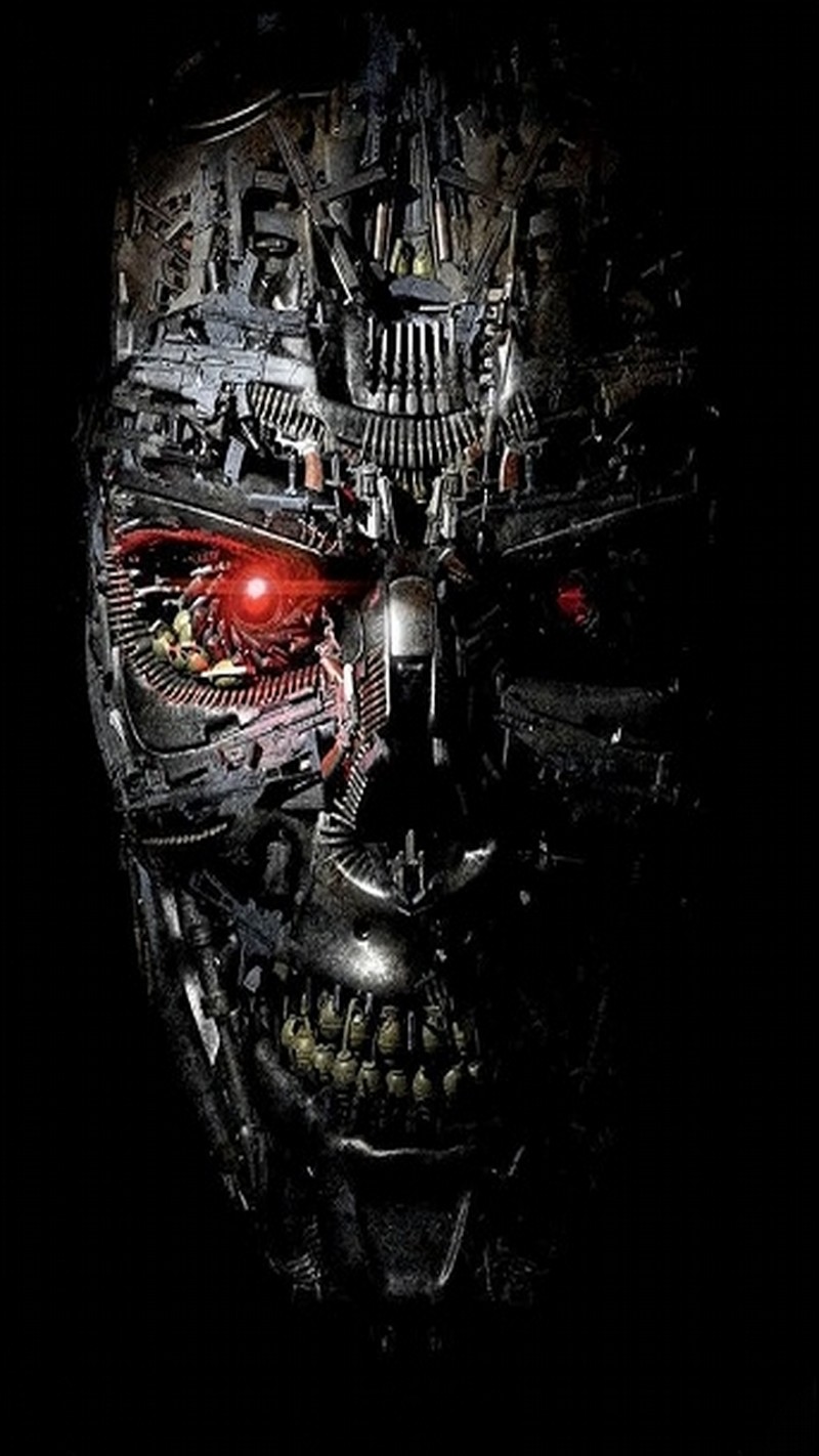 Близкий план лица робота с красным глазом (развлечения, фильм, терминатор, terminator)