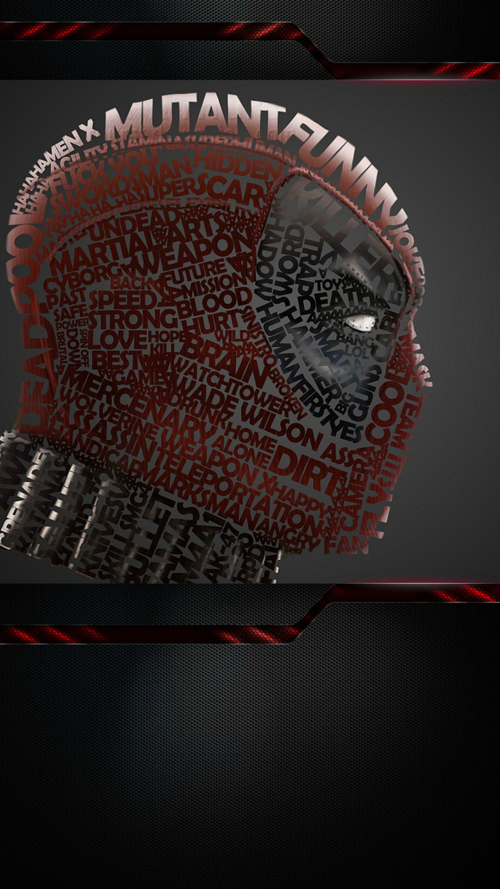 A close up of a person wearing a helmet with words on it (4kwallpaper, comic, dark, deadpool, movie)