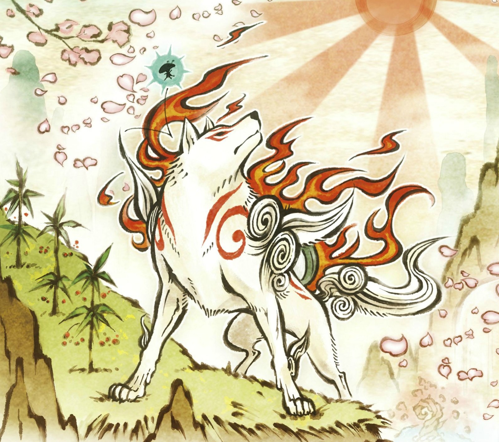 amaterasu, lobo, sun, wolf wallpaper