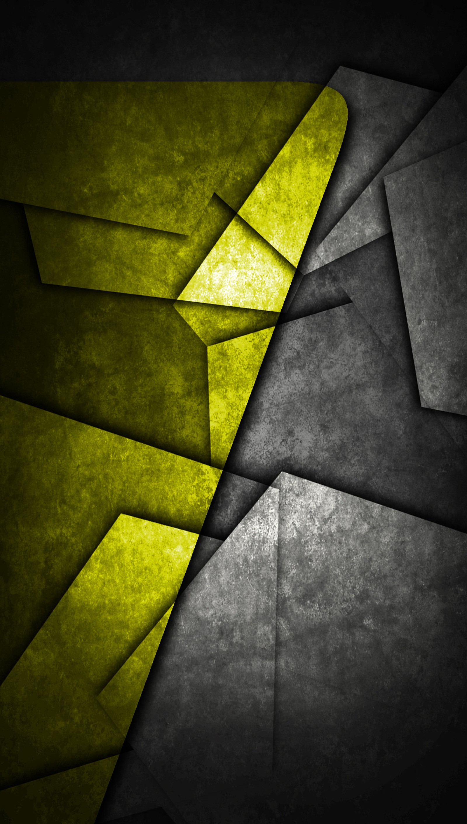 A close up of a yellow and black abstract background with a yellow triangle (abstract, chief, dark, galaxy, s7)