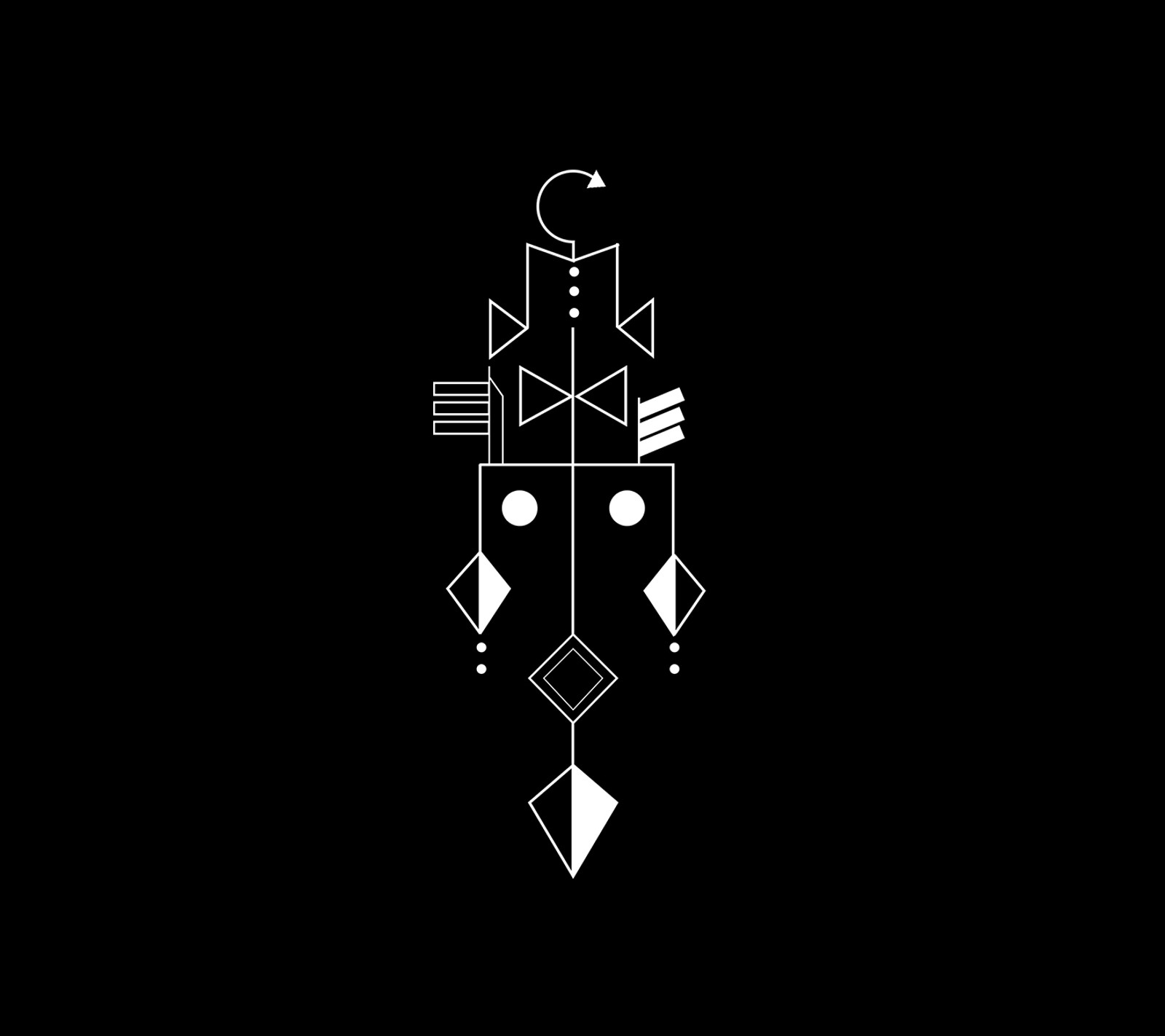 A black and white illustration of a face with geometric shapes (anime, black and white, bozer, bracalskarmija, komplexash)