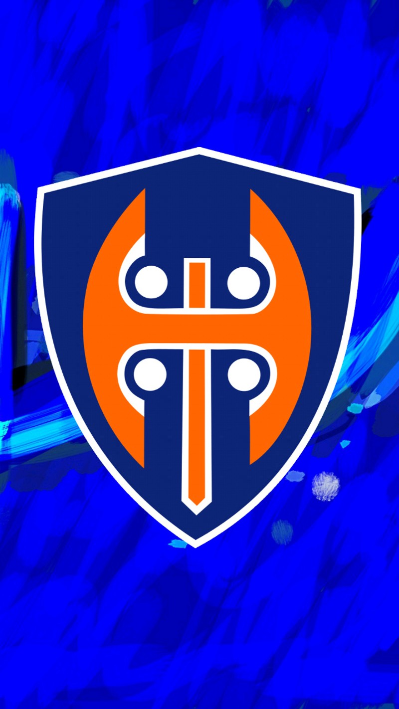 Ein blaues und orangefarbenes logo auf blauem hintergrund (tappara, hintergrundbild)