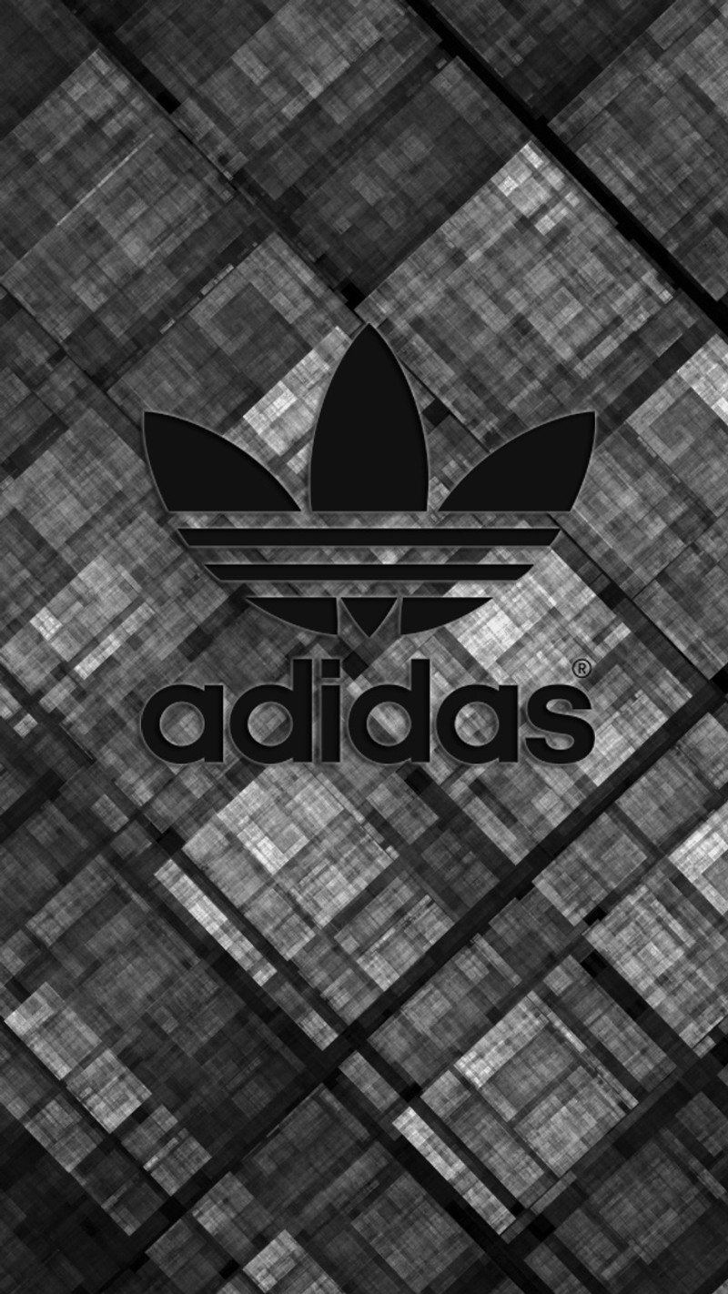 Черно-белая фотография логотипа adidas на плиточной стене (adidas tumblr, черно белый, бренды, логотипы, tumblr)