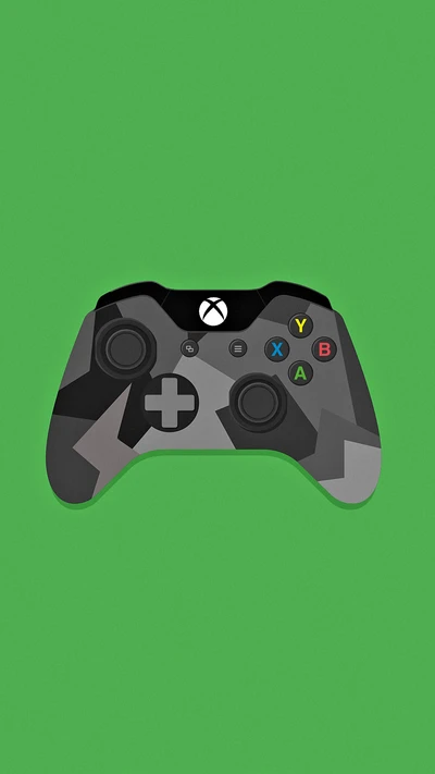 Controlador Xbox de camuflagem em fundo verde