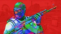 Arte vibrante de um terrorista com AK-47 em CS:GO