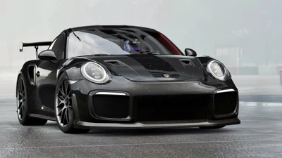 Porsche 911 GT2: Un elegante superdeportivo negro en movimiento