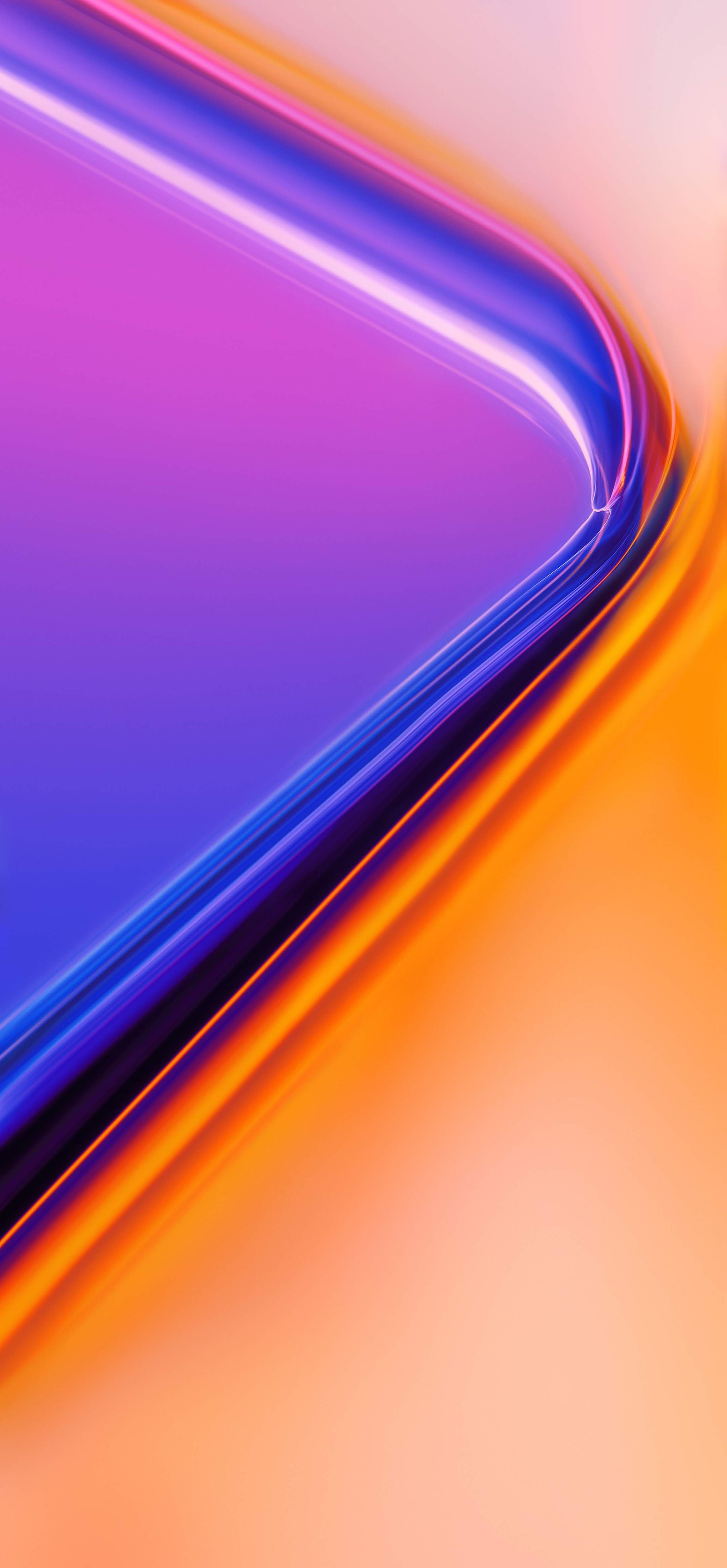 A close up of a cell phone with a purple and blue back (oneplus 7 pro, android, blue, colorfulness, yellow)