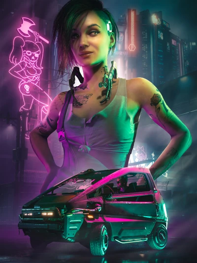 джуди альварес, judy alvarez, неон, cyberpunk 2077, киберпанк девушка