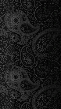 Intricate Grey Paisley Pattern on Dark Textile