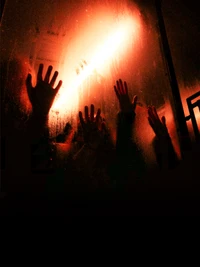 red, light, hand, darkness, crowd wallpaper