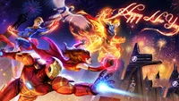 Marvel Heroes Celebrate New Year Amidst Fireworks