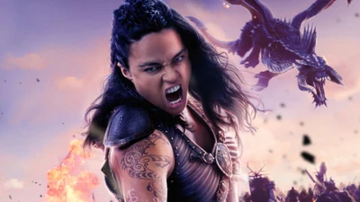 Michelle Rodriguez como la feroz bárbara en "Dungeons and Dragons: Honor entre ladrones" (2023)