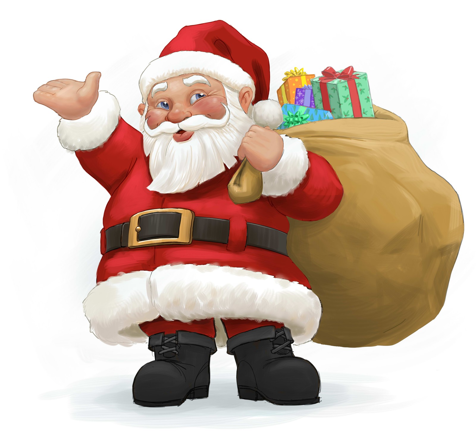 Cartoon santa claus with a sack of presents (santa claus, christmas day, santa claus parade, christmas, ded moroz)