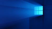 windows 11, логотип windows, синий фон, свет, технология