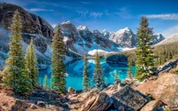 moraine lake, banff, nature, mountain, wilderness wallpaper