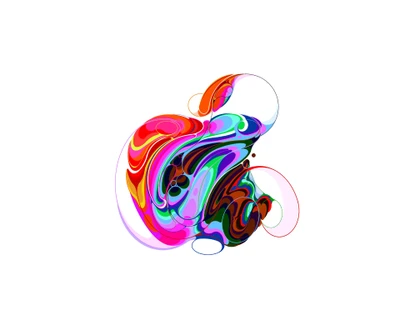 manzana, arte líquido, logotipo, colorido, fondo blanco