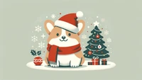 corgi, dog, christmas tree, holiday, christmas wallpaper