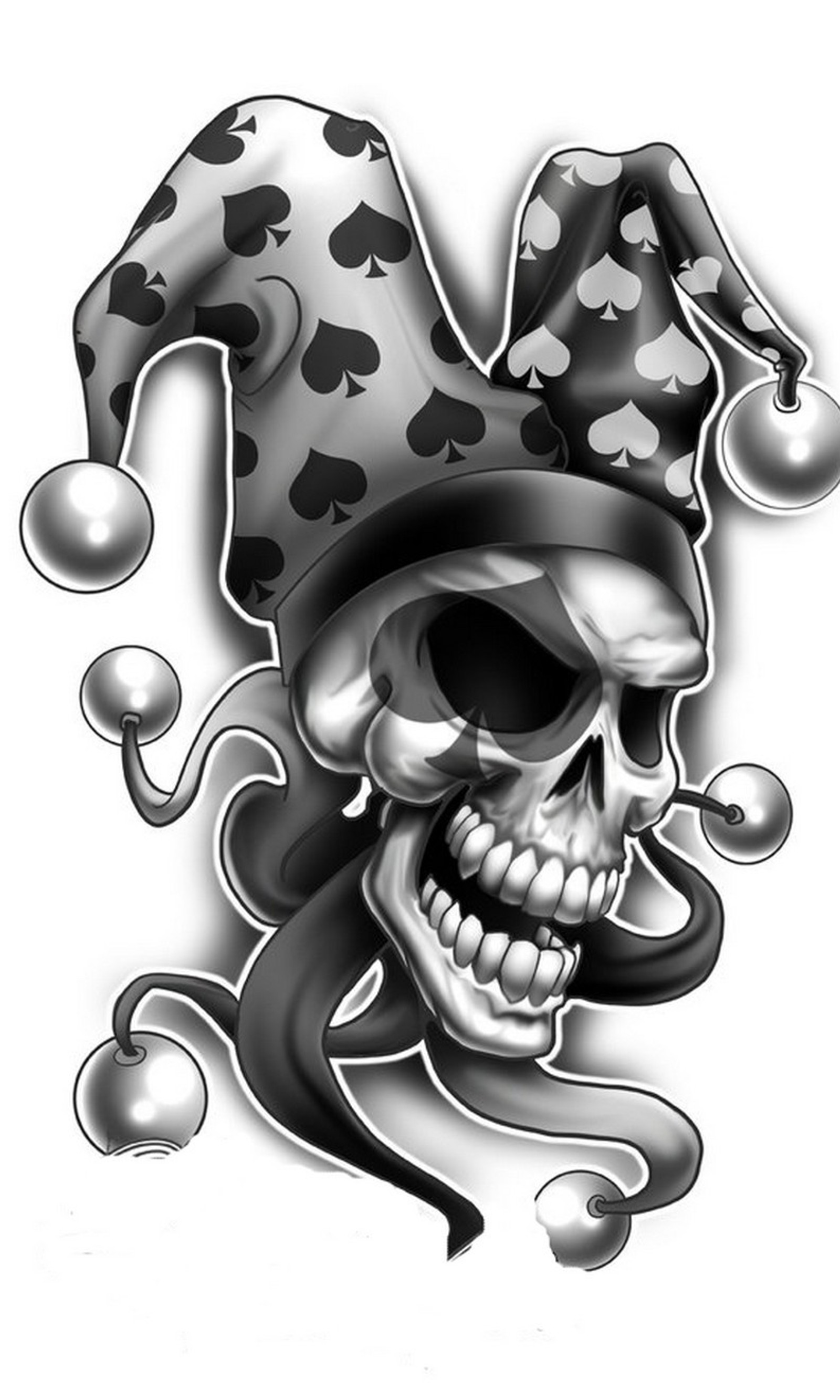 A skull with a clown hat and a clown's hat on it (abstract, clown, death, skull)